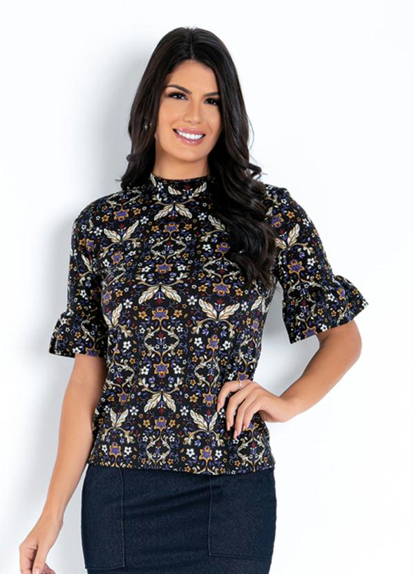 Blusa (Floral) com Gola e Babado Moda Evangélica Blusa (Floral) com Gola e Babado Moda Evangélica