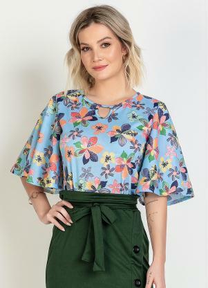 Blusa (Floral) com Mangas Amplas Moda Evang�lica