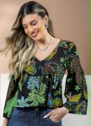 Blusa Floresta Preta Soltinha