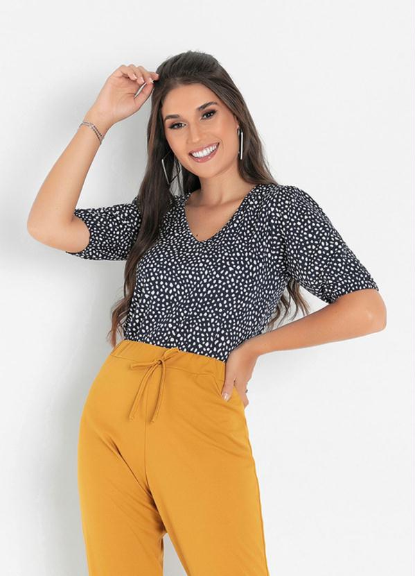 Blusa (Manchas Marinho) com Manga 3/4