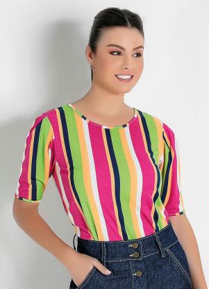 Blusa Manga 3/4 (Listras Colorida) Moda Evangélica Blusa Manga 3/4 (Listras Colorida) Moda Evangélica