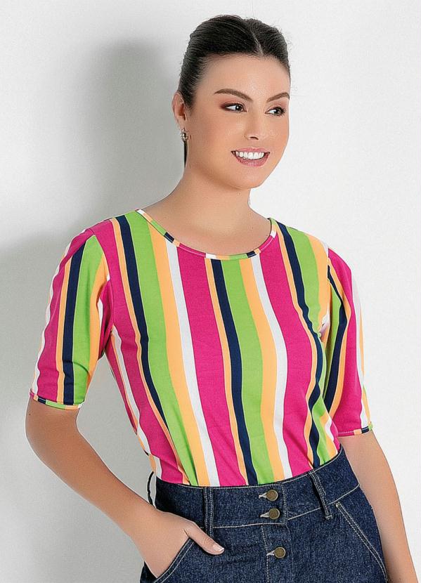 Blusa Manga 3/4 (Listras Colorida) Moda Evangélica Blusa Manga 3/4 (Listras Colorida) Moda Evangélica