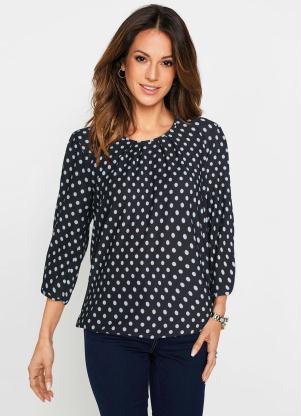 Blusa Manga Bnbufante com Pregas Po� (Preto)