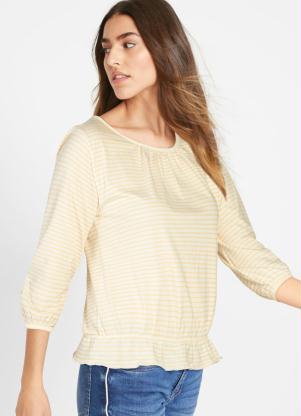 Blusa Mangas 7/8 (Listrada Amarelo)