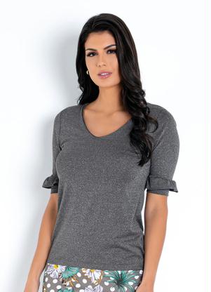 Blusa (Mescla Chumbo) com Babados Moda Evang�lica