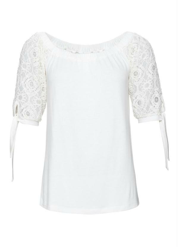 Blusa Ombro a Ombro com Renda Branca - bonprix