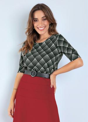 Blusa (Po� Preta) com Manga 3/4 Moda Evang�lica