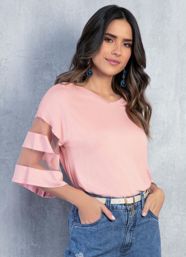 blusa rosa com tule