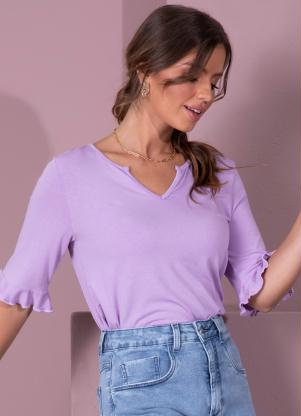 Blusa (Roxo) com Babados nas Mangas