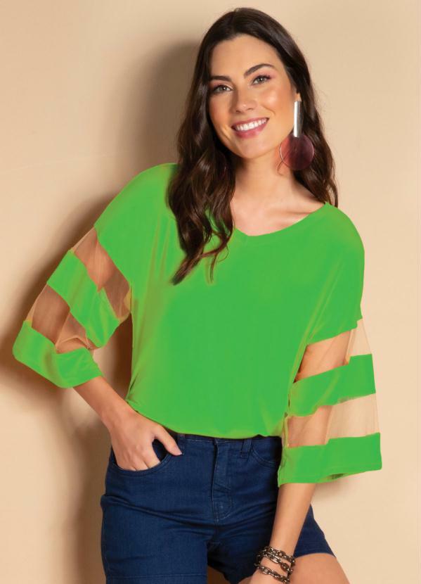 blusa de tule verde