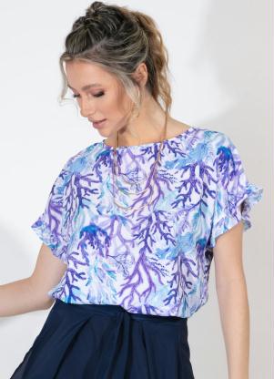 Blusa (Algas) Soltinha com Babados nas Mangas Blusa (Algas) Soltinha com Babados nas Mangas