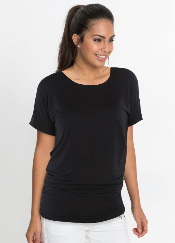 Blusa Alongada com Franzido (Preta)