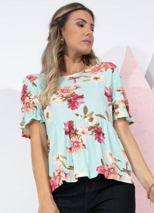 Blusa Ampla (Flores Bordô) com Franzidos Blusa Ampla (Flores Bordô) com Franzidos