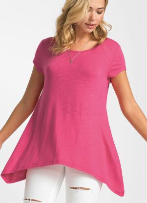 Blusa Assim�trica Mangas Curtas (Rosa)