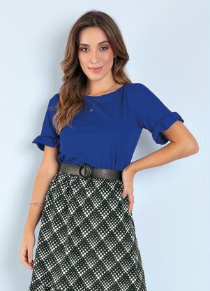 Blusa (Azul Bic) com Babado Moda Evangélica Blusa (Azul Bic) com Babado Moda Evangélica