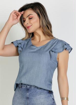 Blusa (Azul) com Babados Moda Evang�lica