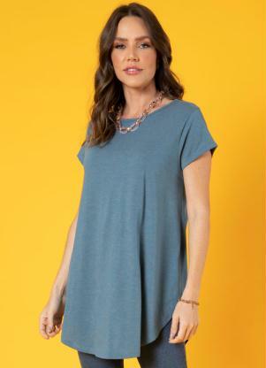 Blusa (Azul) com Barra Arredondada