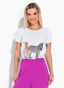 Blusa Branca com Estampa Localizada