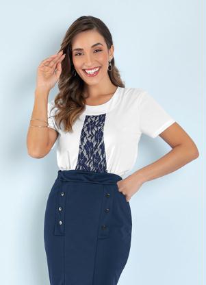 Blusa (Branca) com Renda Moda Evang�lica