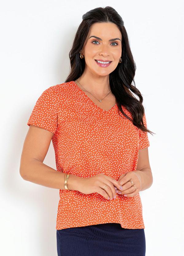 Blusa com Decote V (Po� Laranja) Moda Evang�lica
