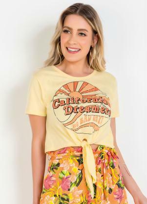 Blusa com Detalhe na Barra para Amarrar (Amarela)