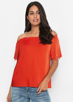 Blusa com Detalhes nas Mangas (Laranja)