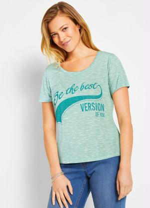 Blusa com Estampa Decote Redondo (Verde)