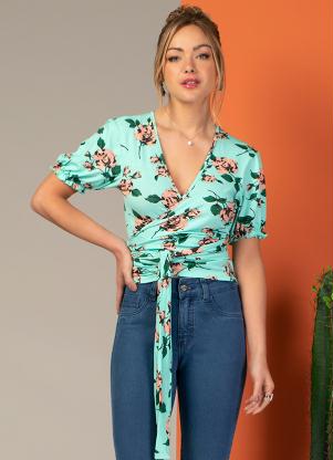 Blusa com Faixa Transpassada (Floral Verde) Blusa com Faixa Transpassada (Floral Verde)
