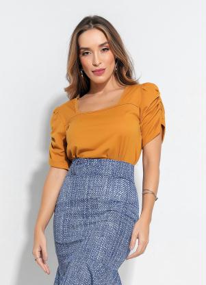 Blusa com Franzido (Mostarda) Moda Evang�lica