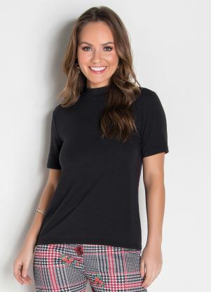 Blusa com Gola Rolê e Abertura nas Costas (Preta) Blusa com Gola Rolê e Abertura nas Costas (Preta)