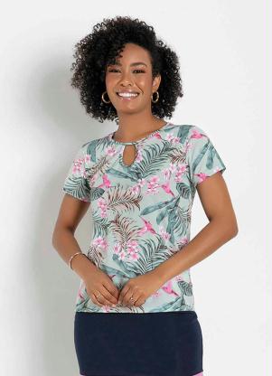Blusa com Gota (Folhas Verde) Moda Evang�lica