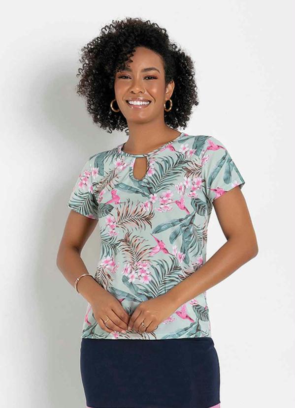 Blusa com Gota (Folhas Verde) Moda Evang�lica