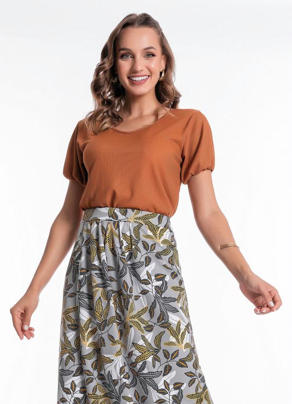 Blusa com Manga Balonê (Caramelo) Moda Evangélica Blusa com Manga Balonê (Caramelo) Moda Evangélica