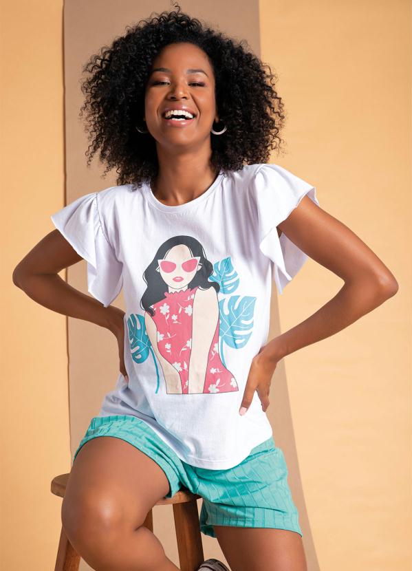 Blusa com Manga em Babado (Branca) Blusa com Manga em Babado (Branca)