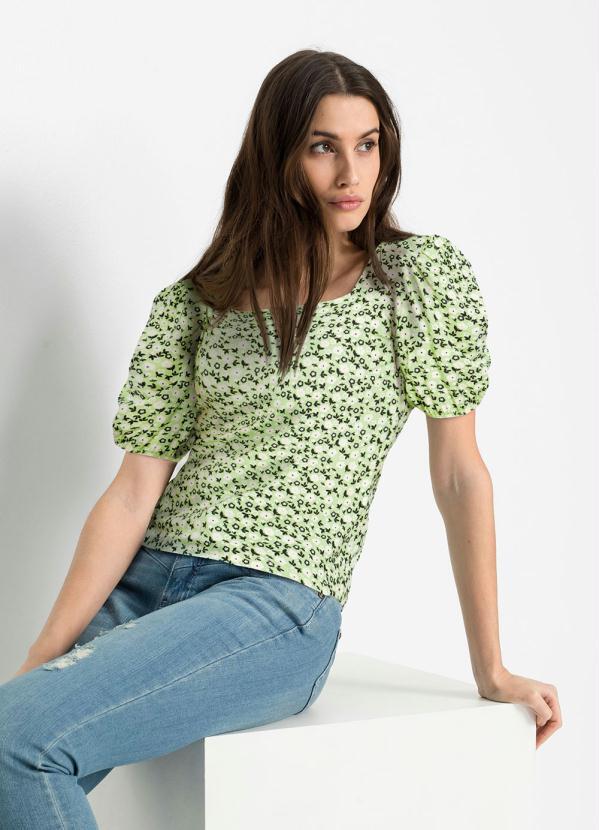 Blusa com Mangas Bufantes (Liberty Verde)