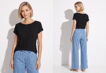 Blusa com Mangas Curtas Preta