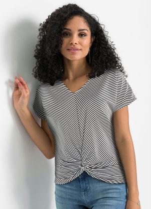 Blusa com Nó Frontal (Listrada Preto e Branco) Blusa com Nó Frontal (Listrada Preto e Branco)