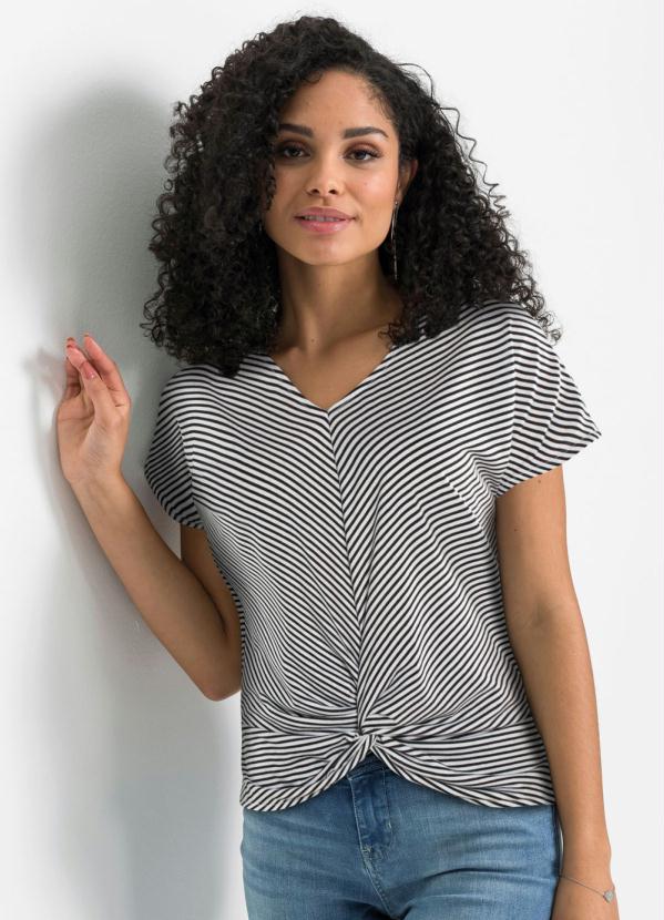 Blusa com Nó Frontal (Listrada Preto e Branco) Blusa com Nó Frontal (Listrada Preto e Branco)