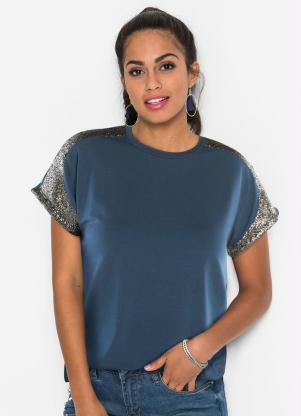 Blusa com Recortes em Paet�s (Azul)