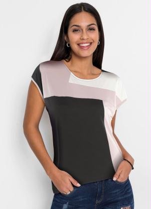 Blusa com Recortes (Preta e Rosa)