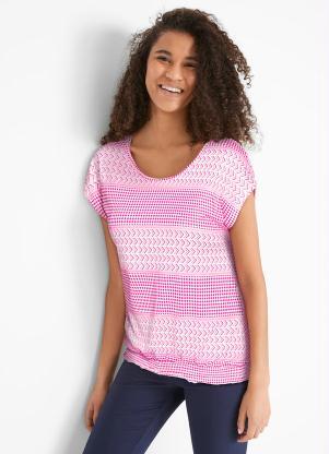 Blusa Decote Redondo (Rosa Branco)