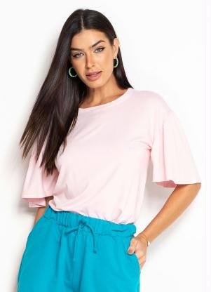Blusa Decote Redondo (Rosa Claro)