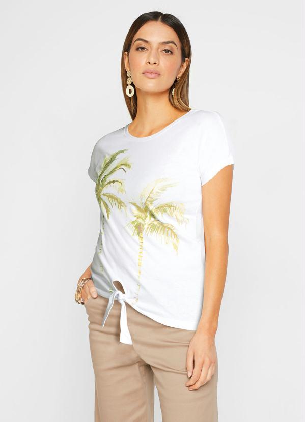 Blusa Estampada com Amarra��o (Branca)