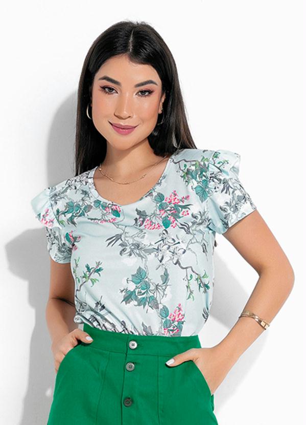 Blusa (Floral Azul) com Babado