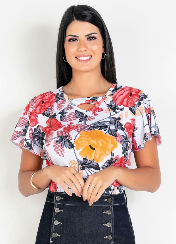 Blusa (Floral)Com Faixa no Decote Moda Envang�lica