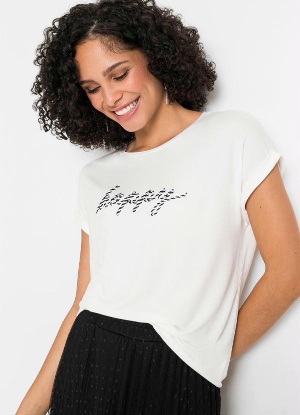 Blusa Happy Mangas Curtas (Branco)