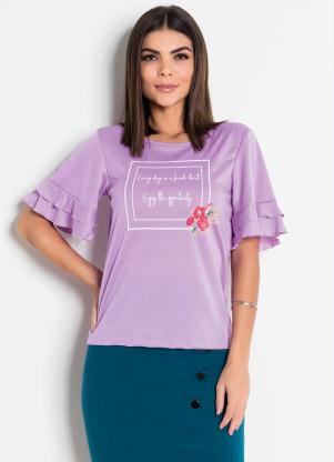 Blusa (Lilás) com Estampa Frontal Moda Evangélica Blusa (Lilás) com Estampa Frontal Moda Evangélica