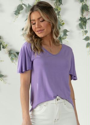 Blusa (Lil�s) Decote V e Mangas Evas�