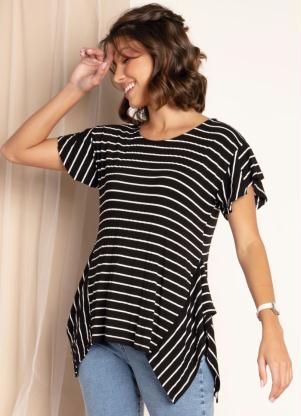 Blusa (Listrada) com Barra Assimétrica Blusa (Listrada) com Barra Assimétrica