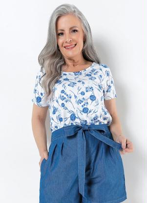 Blusa Manga Curta (Floral Azul) Blusa Manga Curta (Floral Azul)